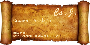 Csomor Jolán névjegykártya